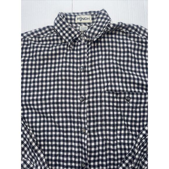 Vintage Punch Tartan Plaid Shirt Size M Black/White Left Breast Pocket - Picture 3 of 10